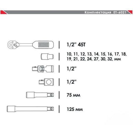 Профессиональный набор инструментов для авто Intertool ET-6021 21 ед. фото