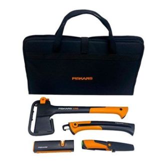 Подарочный набор Fiskars (Топор 1015619+точило 1000601+нож 1023619+пила 1000614) 2021282 фото