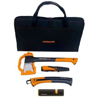 Подарочный набор Fiskars (Топор 1015640+точило 1000601+нож 1023619+пила 1000614) 2021284 фото