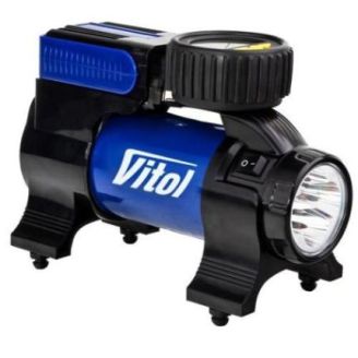Компрессор "ViTOL" K-22 100psi/14Amp/37л/Фонарь/Автостоп/прикуриватель фото