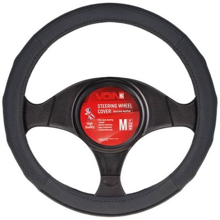Чехол руля VLOD-L281 BK M черн/БО/перф/кожа фото