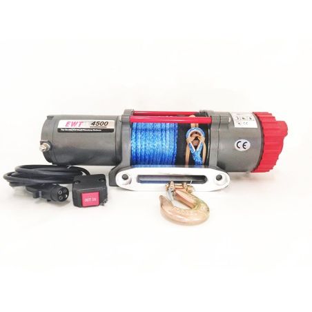 Лебедка электрическая 12 вольт Runva EWT 4500 LBS (синтетический трос) фото