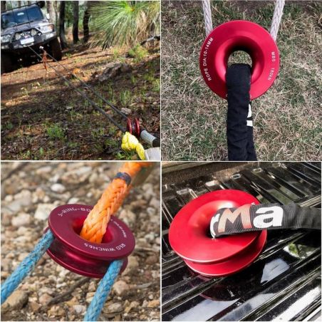 Блок для лебедки с синтетическим тросом 15 тонн (красный) фото