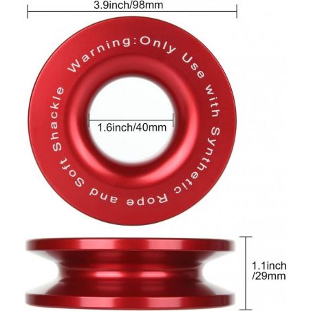 Блок для лебедки с синтетическим тросом 15 тонн (красный) фото