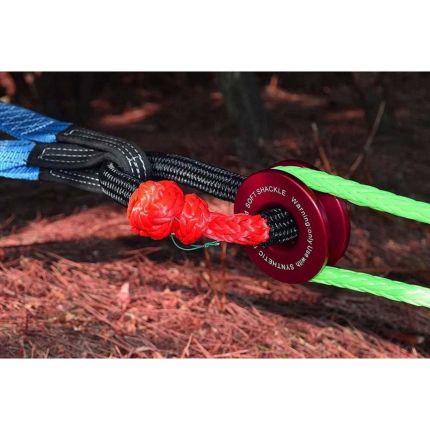 Блок для лебедки с синтетическим тросом 15 тонн (красный) фото