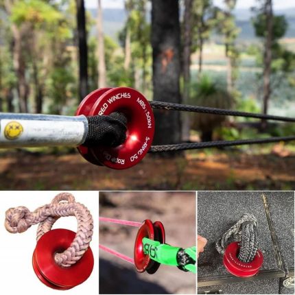 Блок для лебедки с синтетическим тросом 15 тонн (красный) фото