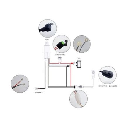 Проводка для противотуманок StarLight №5 (реле+кнопка 5,5 м 1200 W) фото