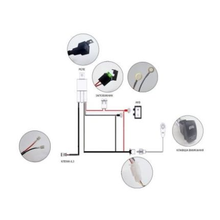 Проводка для противотуманок StarLight №6 (реле+кнопка 5,6 м 120W) фото