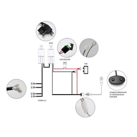 Проводка для протитуманок StarLight №7 (реле+2 кнопки 4.8 м 120W) фото