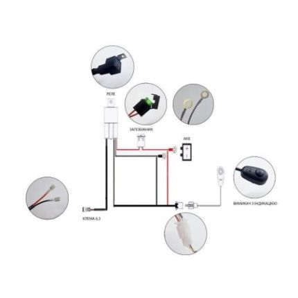 Проводка для противотуманок StarLight №8 (реле+кнопка 5,5 м 240W) фото