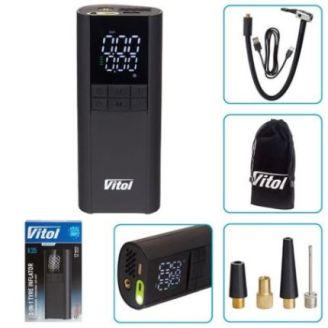Аккумуляторный компрессор для авто Vitol K-35 20 л/мин 8000 mAh (повербанк, фонарик), купить в Украине