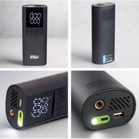 Аккумуляторный компрессор для авто Vitol K-35 20 л/мин 8000 mAh (повербанк, фонарик), купить в Украине