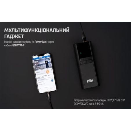 Аккумуляторный компрессор для авто Vitol K-35 20 л/мин 8000 mAh (повербанк, фонарик), купить в Украине