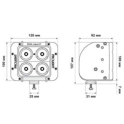 Додаткова світлодіодна фара ProLight Dual 40W фото