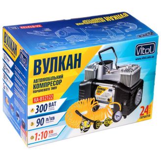 Двухпоршневой автомобильный компрессор с Led фонарём - Vitol Вулкан КА-В12122 (90 л/мин) фото 2