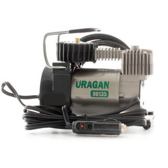 Компрессор автомобильный с автостопом 12 вольт от прикуривателя 35 л/мин URAGAN 90135 фото