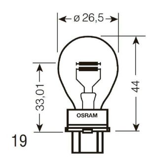 Лампа розжарювання Osram W2.5X16 12V PY27/7W (3757AK)  фото 2