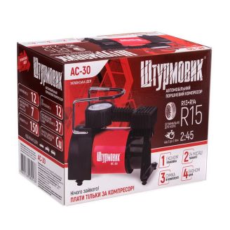 Портативний компресор для авто, Штурмовик АС-30 37 л/хв. фото 2