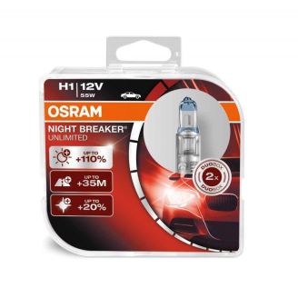 Галогеновая лампа Osram Night Breaker Unlimited H1 55w +110% (64150 NBU) Компл (2шт) фото