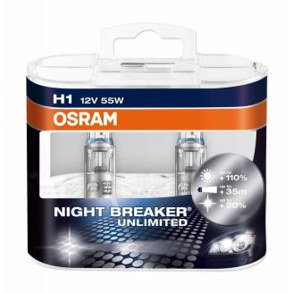 Галогеновая лампа Osram Night Breaker Unlimited H1 55w +110% (64150 NBU) Компл (2шт) фото 2