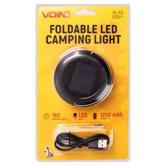 Фонарь для кемпинга VOIN VL-53, 3W XPE/Power Bank1200mAh/солн. панель/складной (VL-53) фото 2