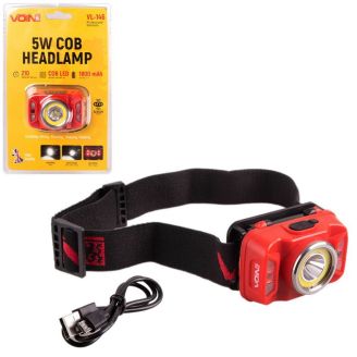 Фонарь налобный VOIN VL-146, 5W-COB+(W/R)+5W XPE/АКБ1800mAh/регул. наклона/сенсор (VL-146) фото