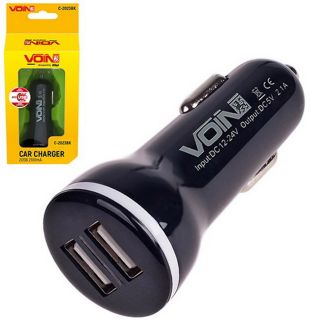 Автомобільна зарядка для телефону - Voin (C-2023BK) 2хUSB 2,1А 12-24в фото