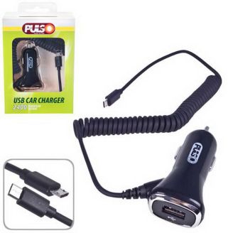 Автомобільна зарядка для телефону - Pulso (C-2407BK) 1USB+Android 2,4А 12-24в фото
