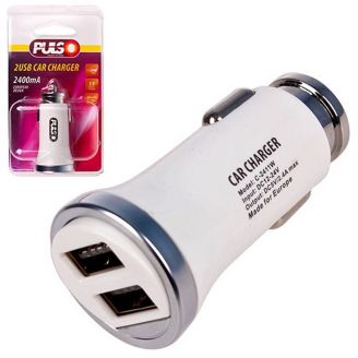 Автомобільна зарядка для телефону - Pulso (C-2411W) 2хUSB 2,4А 12-24в фото
