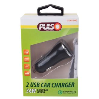 Автомобільна зарядка для телефону - Pulso (C-36144Q) 2хUSB 3 А 12-24в фото 2