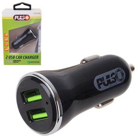 Автомобильная зарядка для телефона - Pulso (C-36144Q) 2хUSB 3 А 12-24в фото Автомобильная зарядка для телефона - Pulso (C-36144Q) 2хUSB 3 А 12-24в фото