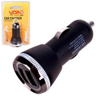 Автомобільна зарядка для телефону - Voin (C-2402BK) 2хUSB 2,4А 12-24в фото
