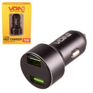 Автомобільна зарядка для телефону - Voin (C-31209BK) 2хUSB 3,1 А 12-24в фото