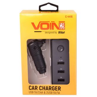 Автомобільна зарядка для телефону - Voin (C-4416) 3хUSB 2,4А 12-24в фото 2