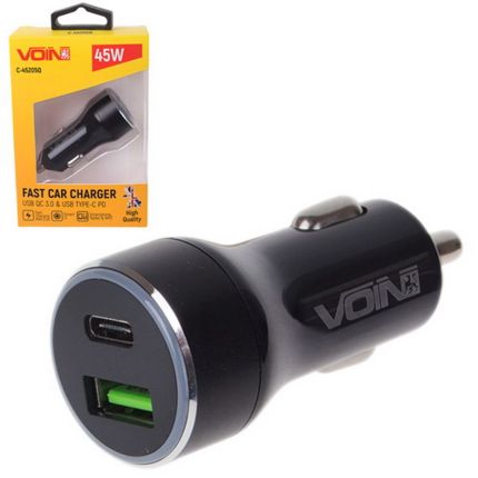 Автомобильная зарядка для телефона - Voin (C-45205Q) USB+Type-C 3 А 12-24в