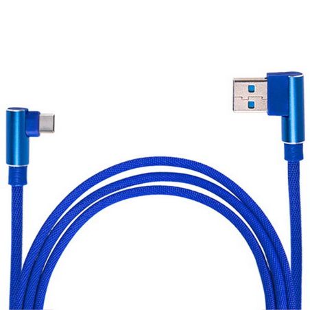 Кабель USB - Type С (Blue) 90° ((200) Bl 90°) фото