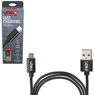 Кабель VOIN CC-1802M BK, USB - Micro USB 3А, 2m, black (швидка зарядка/передача даних) (CC-1802M  фото