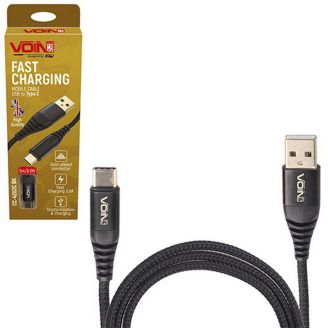 Кабель VOIN CC-4202C BK USB - Type C 3А, 2m, black (швидка зарядка/передача даних) (CC-4202C BK) фото