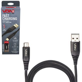 Кабель VOIN CC-4202M BK USB - Micro USB 3А, 2m, black (швидка зарядка/передача даних) фото
