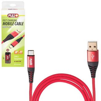 Кабель PULSO USB - Type C 3А, 1m, red (швидка зарядка/передача даних) (CC-4201C RD) фото