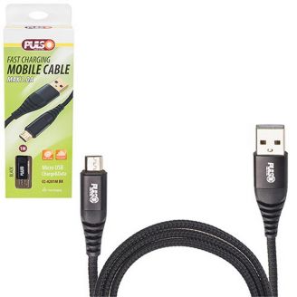 Кабель PULSO USB - Micro USB 3А, 1m, black (швидка зарядка/передача даних) (CC-4201M BK) фото