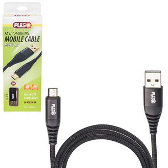 Кабель PULSO USB - Micro USB 3А, 2m, black (швидка зарядка/передача даних) (CC-4202M BK) фото