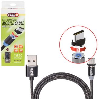 Кабель магнітний PULSO USB - Type C 2,4А, 1m, black (тільки зарядка) (MC-2301C BK) фото
