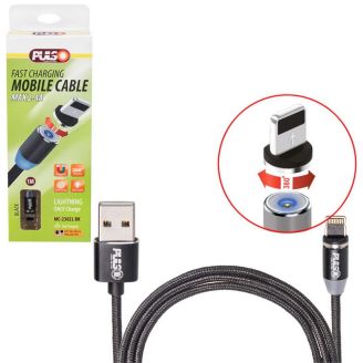 Кабель магнітний PULSO USB - Lightning 2,4А, 2m, black (тільки зарядка) (MC-2302L BK) фото