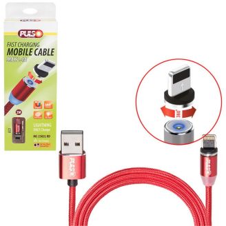 Кабель магнітний PULSO USB - Lightning 2,4А, 2m, red (тільки зарядка) (MC-2302L RD) фото