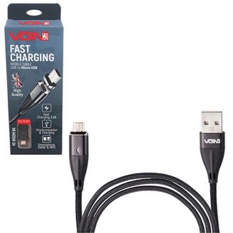 Кабель магнітний VOIN USB - Micro USB 3А, 2m, black (швидка зарядка/передача даних) (VC-6102M BK) фото