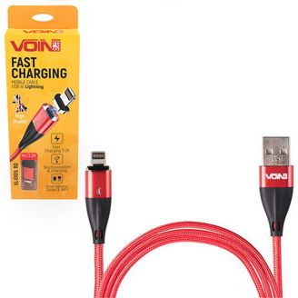 Кабель магнітний VOIN USB - Lightning 3А, 1m, red (швидка зарядка/передача даних) (VL-6101L RD) фото
