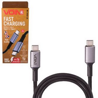 Кабель VOIN VP-3501C B Type C - Type C 5А/20V, QC4.0/PD 1m, black (швидка зарядка/передача даних) фото