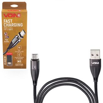 Кабель магнітний VOIN USB - Type C 3А, 2m, black (швидка зарядка/передача даних) (VP-6102C BK) фото